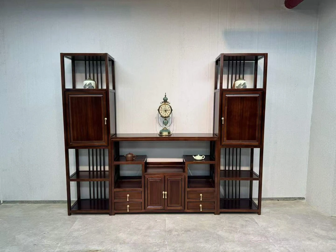 2.2 米新中式实木博古架茶室多宝阁展示架茶柜子古董架书架置物架