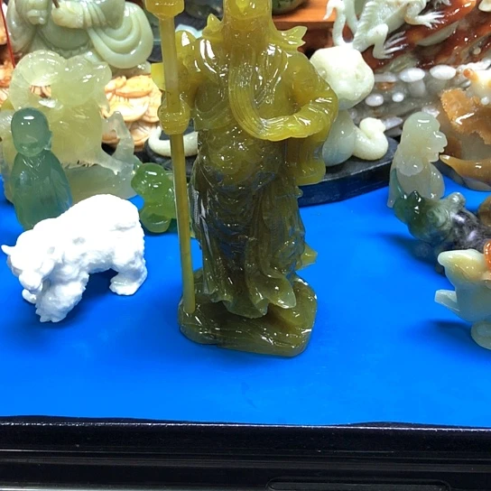 龙***曜石材家居装饰摆件关公