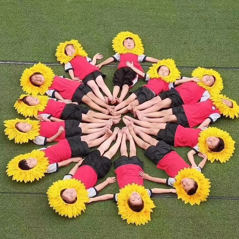 幼儿表演舞蹈道具头饰花向日葵头套太阳花脸套运动会入场葵花帽子