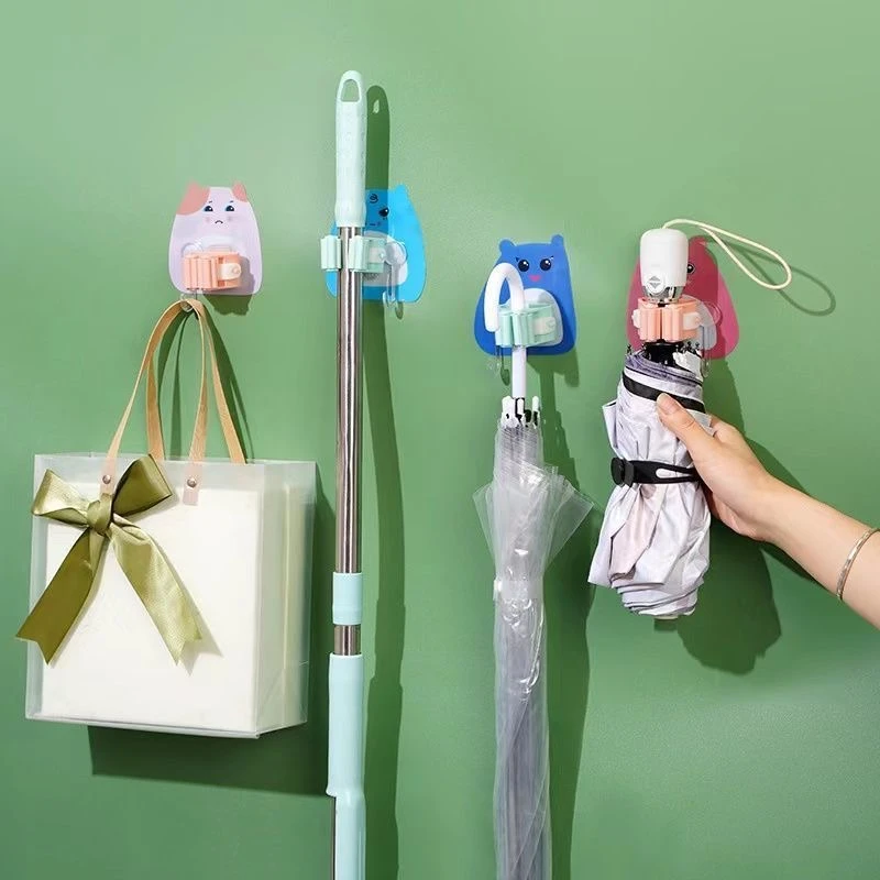 拍一发4卡扣洗手间卡通挂拖把神器免打孔强力无痕拖挂钩新款
