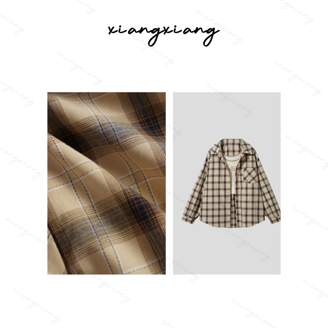【香香专属】 10179 休闲格子衬衫内搭上衣套装