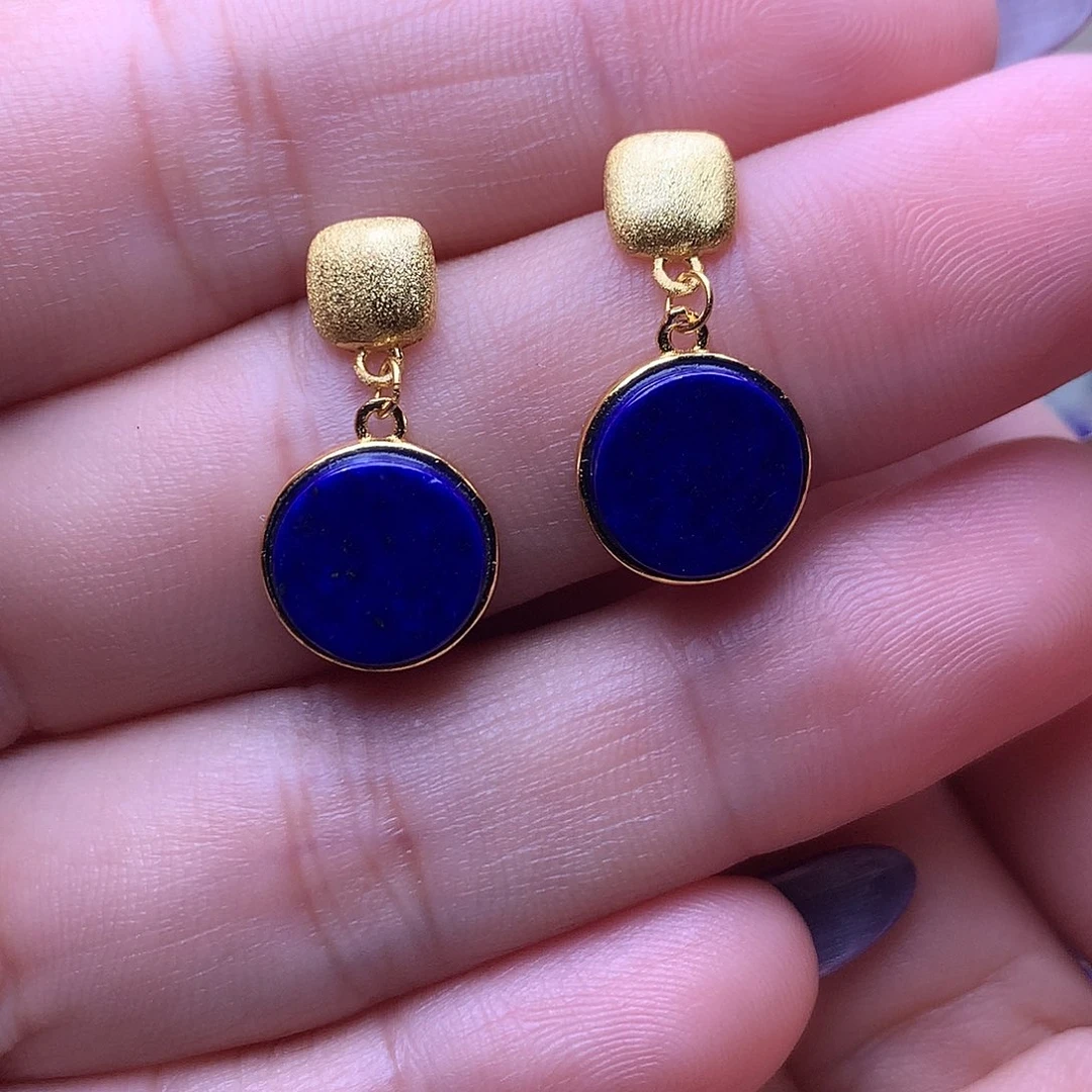 青金石银S925镶嵌耳饰11.2m