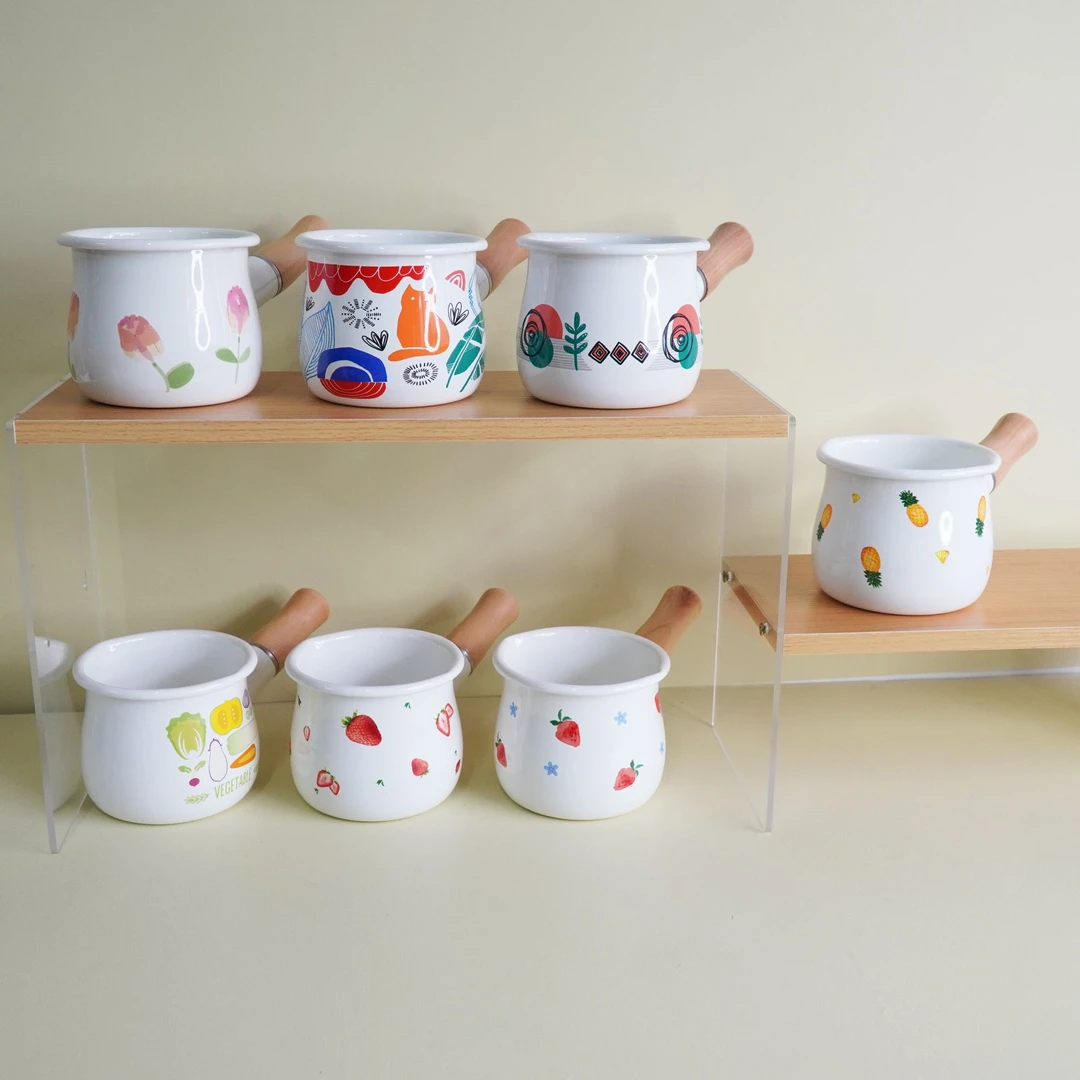 默认微瑕/9cm奶锅/木柄/懒猫/蜗牛/菠萝/草莓//不可空烧//不带盖/