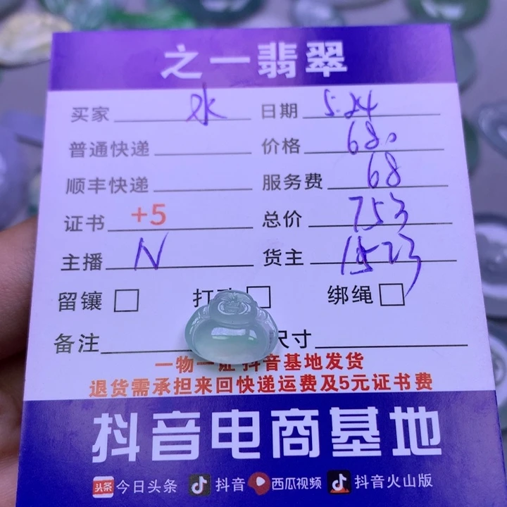 翡翠挂件未镶嵌水****介