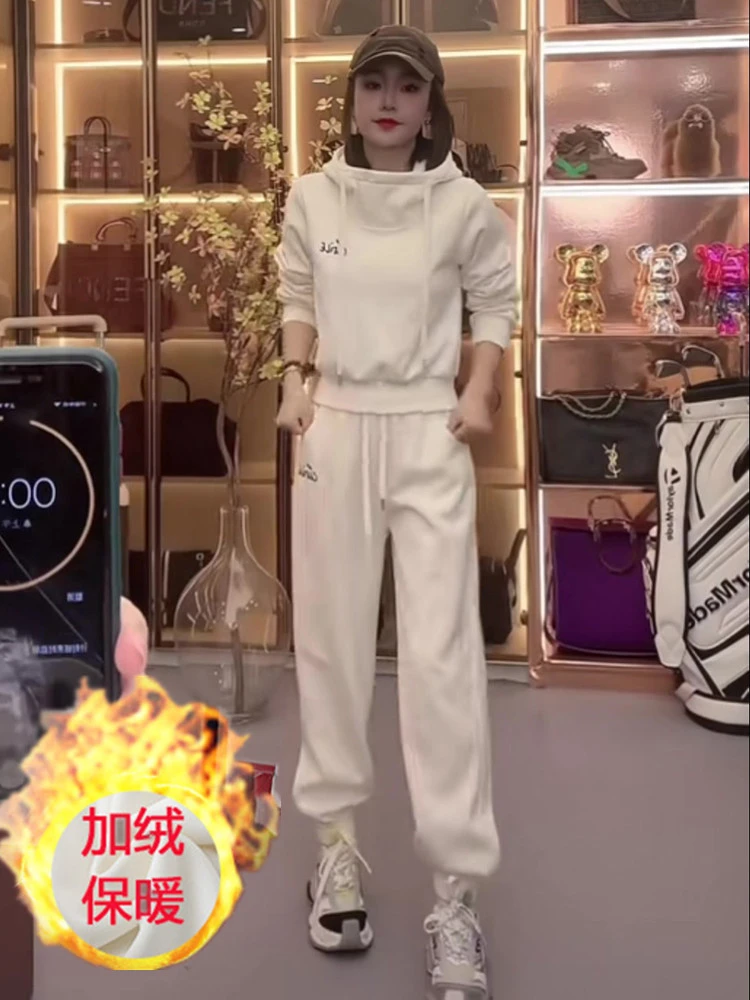 3705加绒韩版休闲套装两件套装女装冬款长袖卫衣