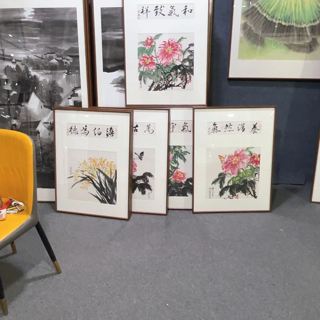用***6国画手绘画作品带框80/60