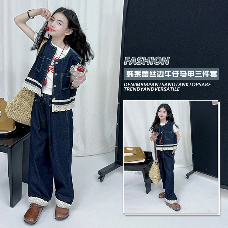 女童装2025新款洋气套装针织夏季时尚百搭宽松宝宝6-12岁春装春季