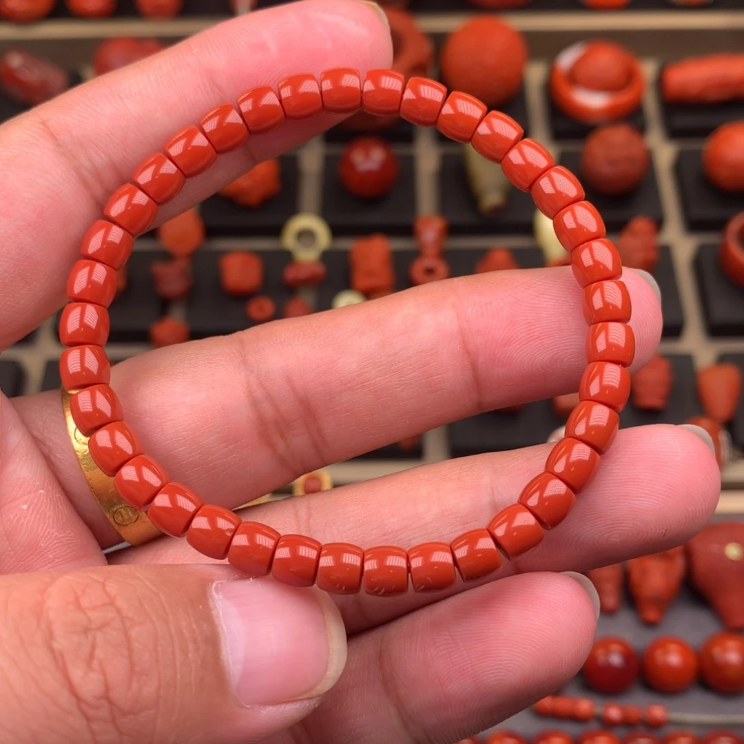 南红玛瑙未镶嵌精工直切手串5+