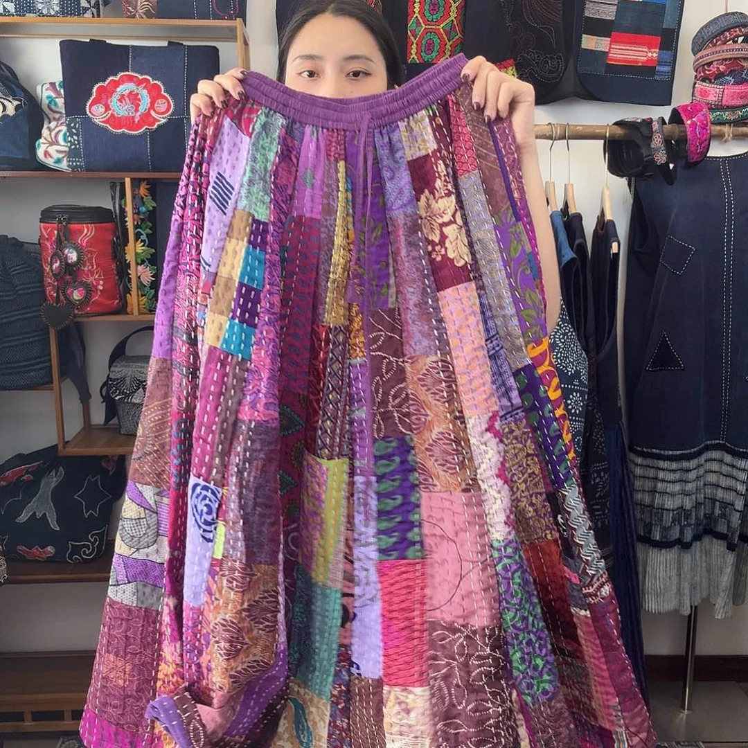 织物妤然服饰手工刺子绣半身裙