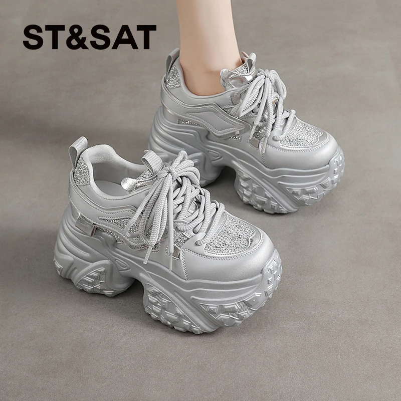 星期六休闲风老爹鞋女士2025新款银色运动鞋百搭时尚休闲上班鞋子