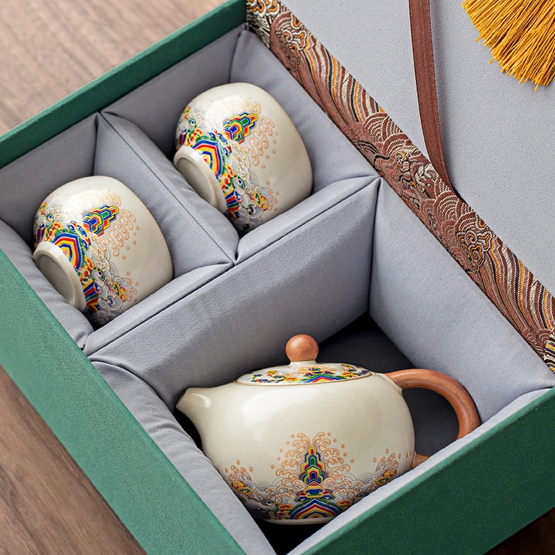 圣藏汝窑西施壶一壶两杯茶具礼盒2025新款商务公司年会生日伴手礼