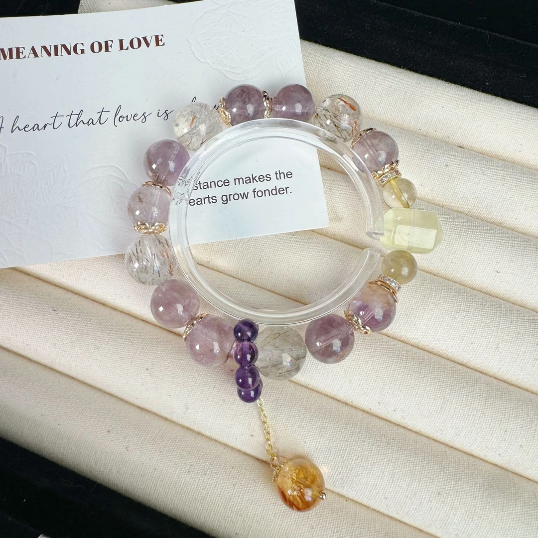 【锦鲤Z121】天然紫兔毛手串原创设计颜色微差多样性发其一