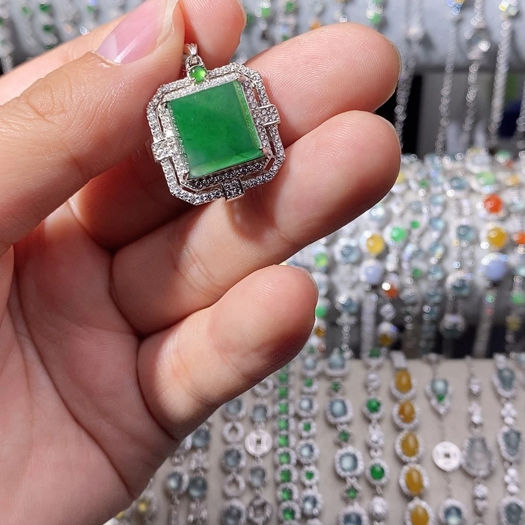 翡翠银S925镶嵌颈饰