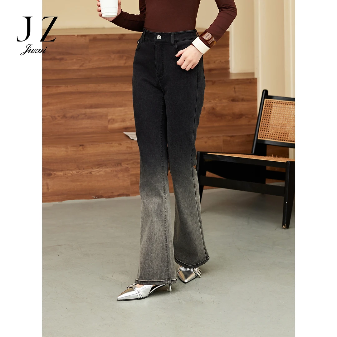 【羊羊专属】商场同款JZ玖姿JWEQ12113重工水洗渐变微喇牛仔裤女