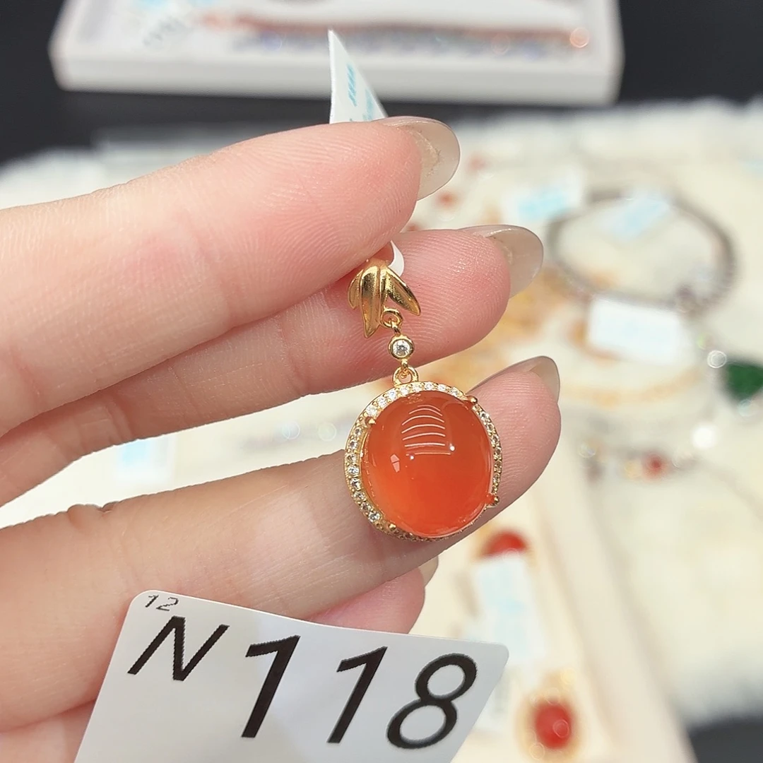 南红玛瑙银S925镶嵌珠宝奇石