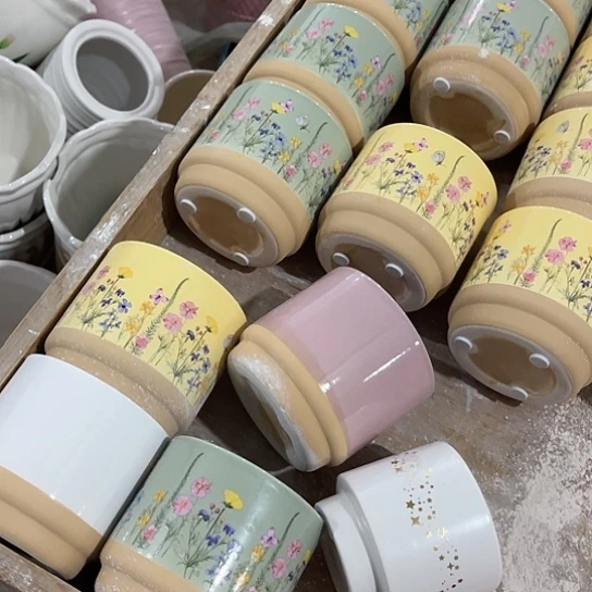 多肉绿植陶瓷花盆，有孔，随机4个