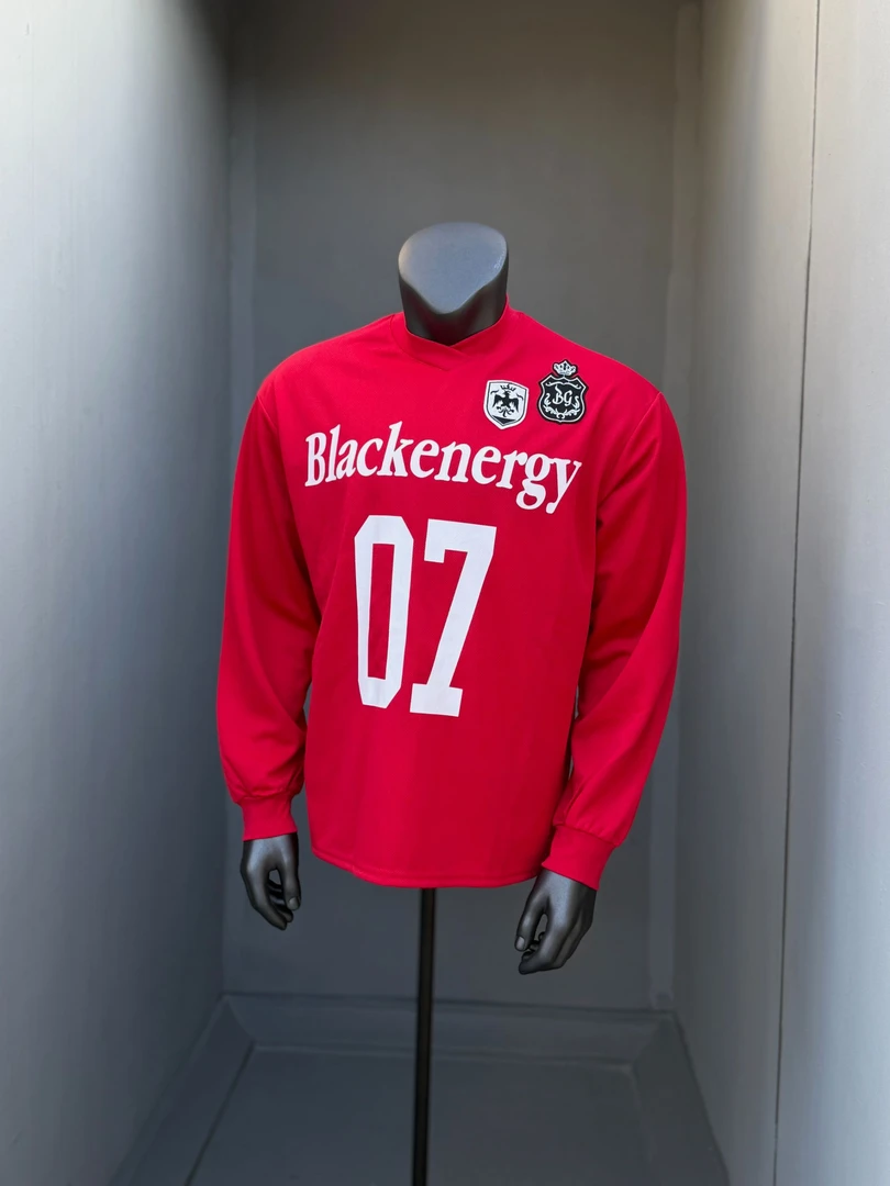 91studio 红色重磅刺绣无帽卫衣男秋冬网眼V领球衣运动徽章长袖潮