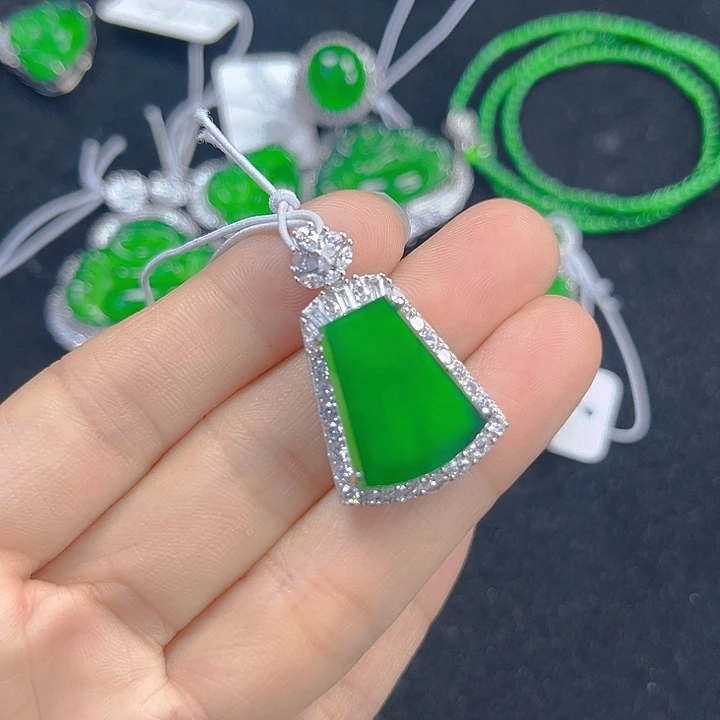 翡翠吊坠(不含链)银S925镶嵌