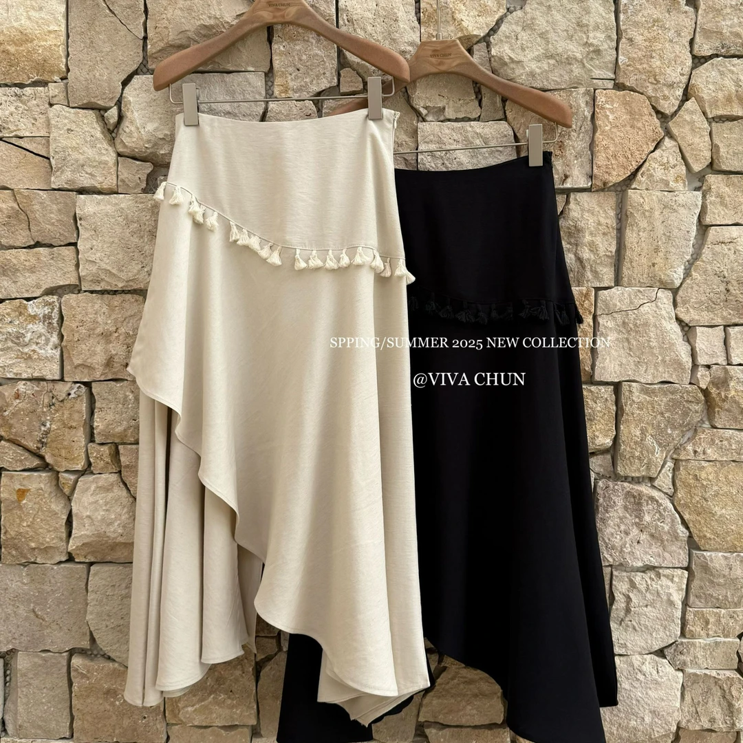 VIVA-春夏新款不规则流苏半裙#8502