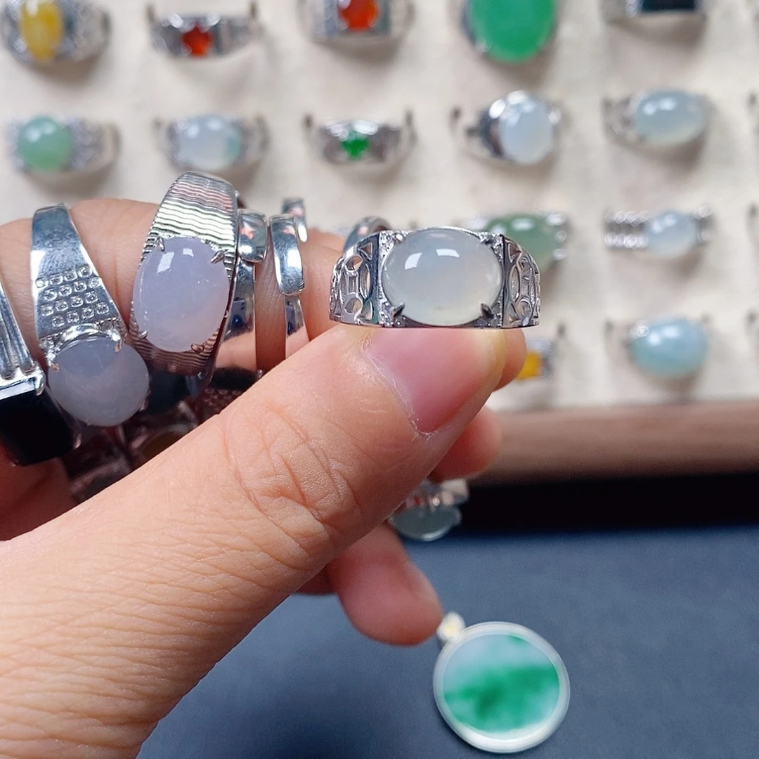 翡翠银S925镶嵌戒指