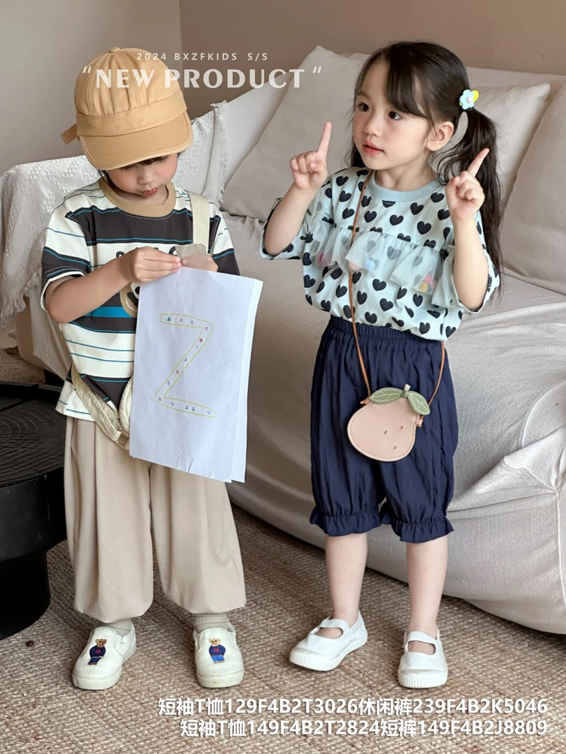 （直播专用）童装短袖上衣夏季T恤百搭女童夏款女韩版短裤圆领