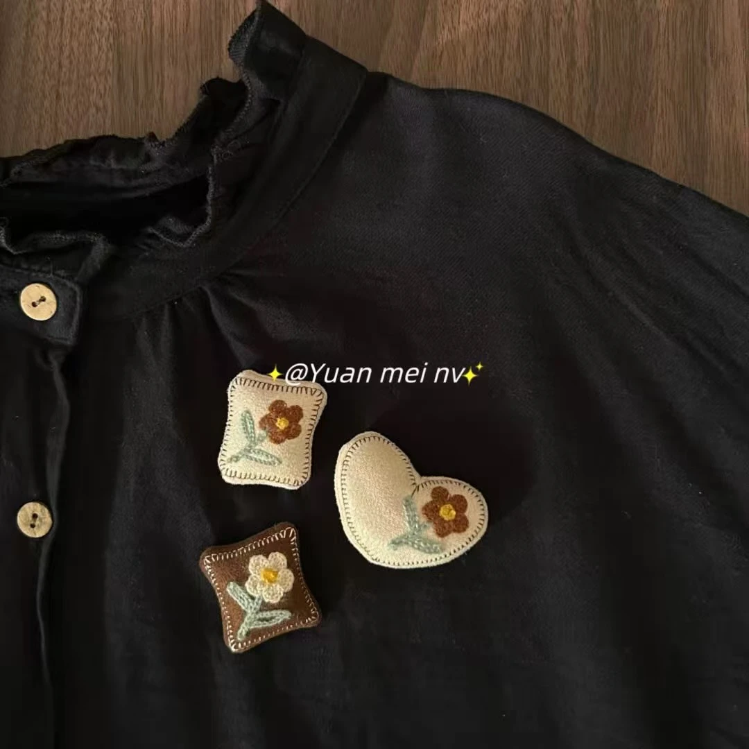 合金布艺胸针 手工刺绣花多植物胸针秋冬森系学生礼物