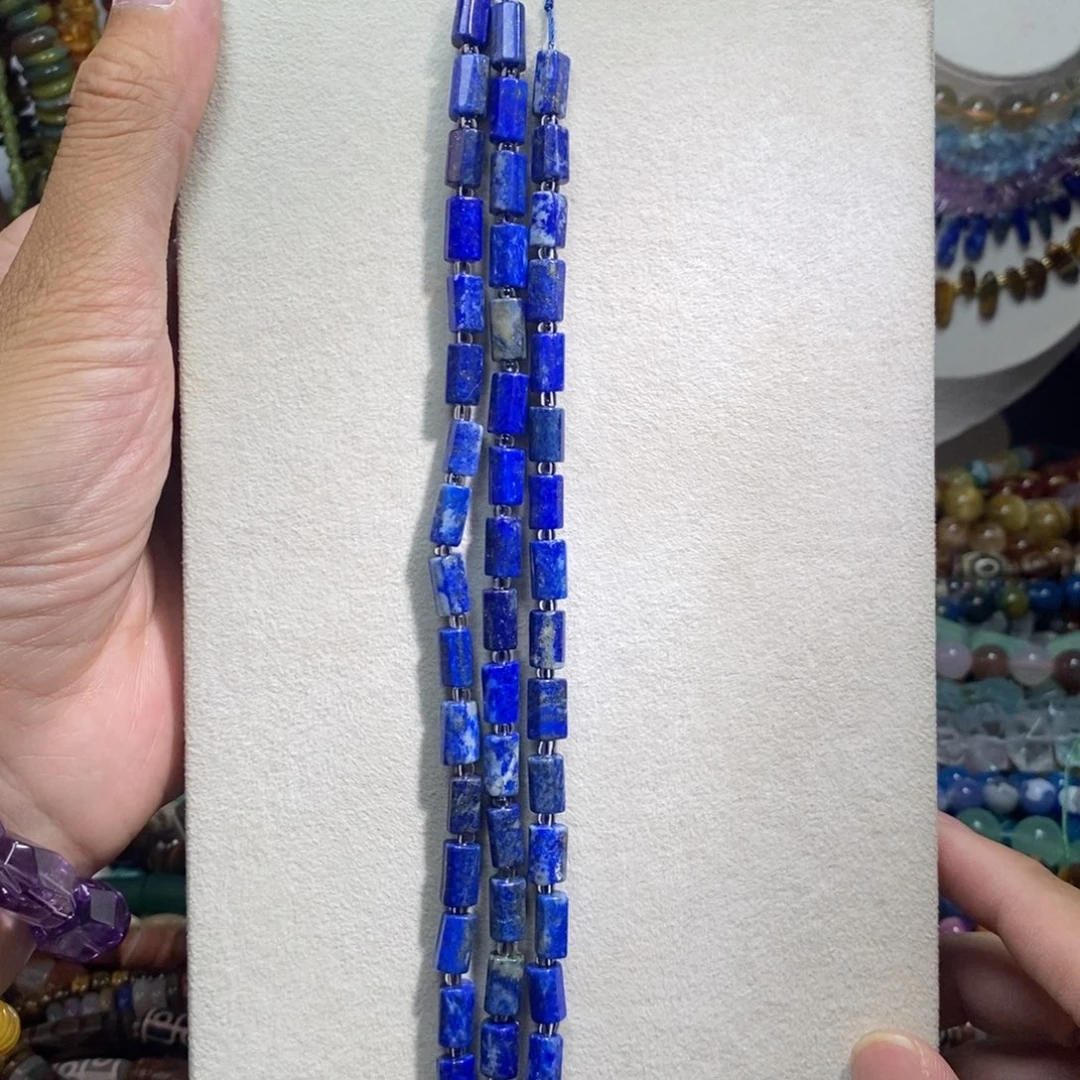 未镶嵌，天然青金柱子7mm16颗，石英质玉