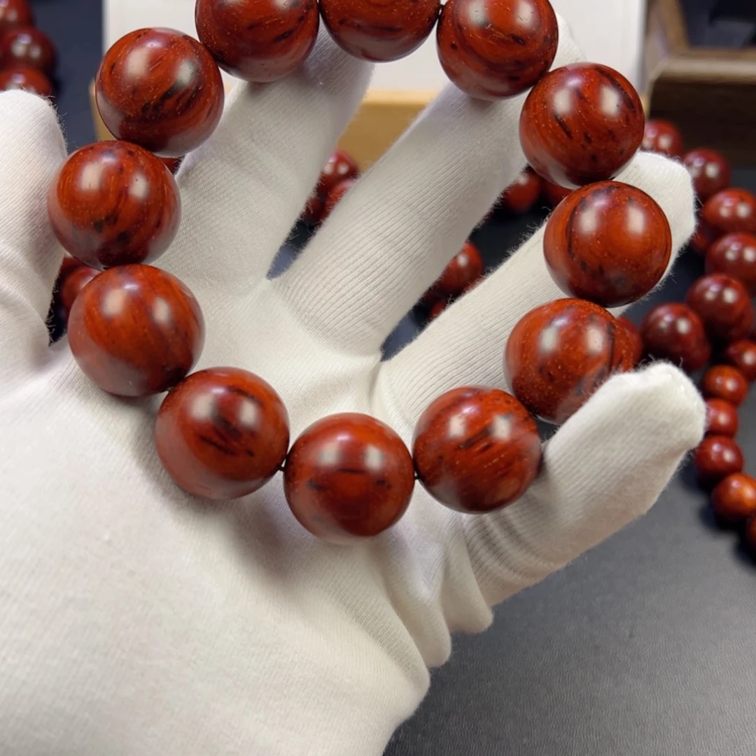 小叶紫檀手串/手链原生态20顶泥芝麻点 无棕眼 黑皮钢印料