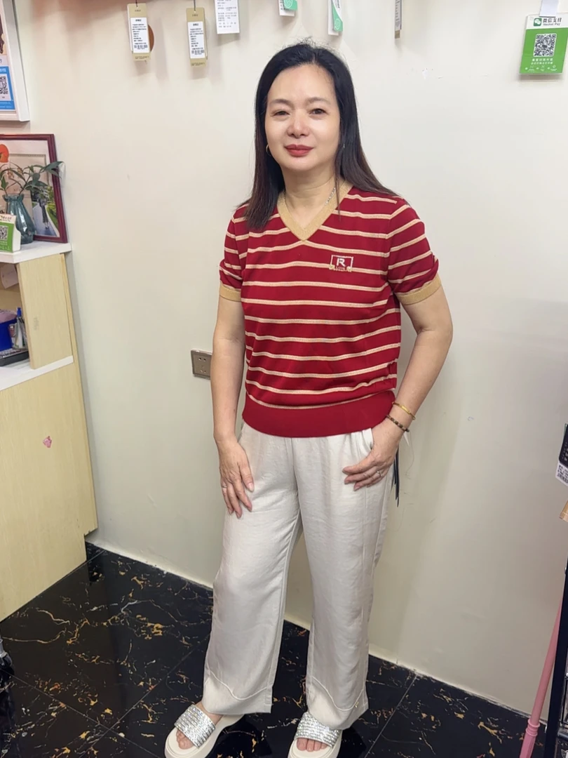 夏季新款V领短袖显瘦套头短款莱赛尔女针织衫