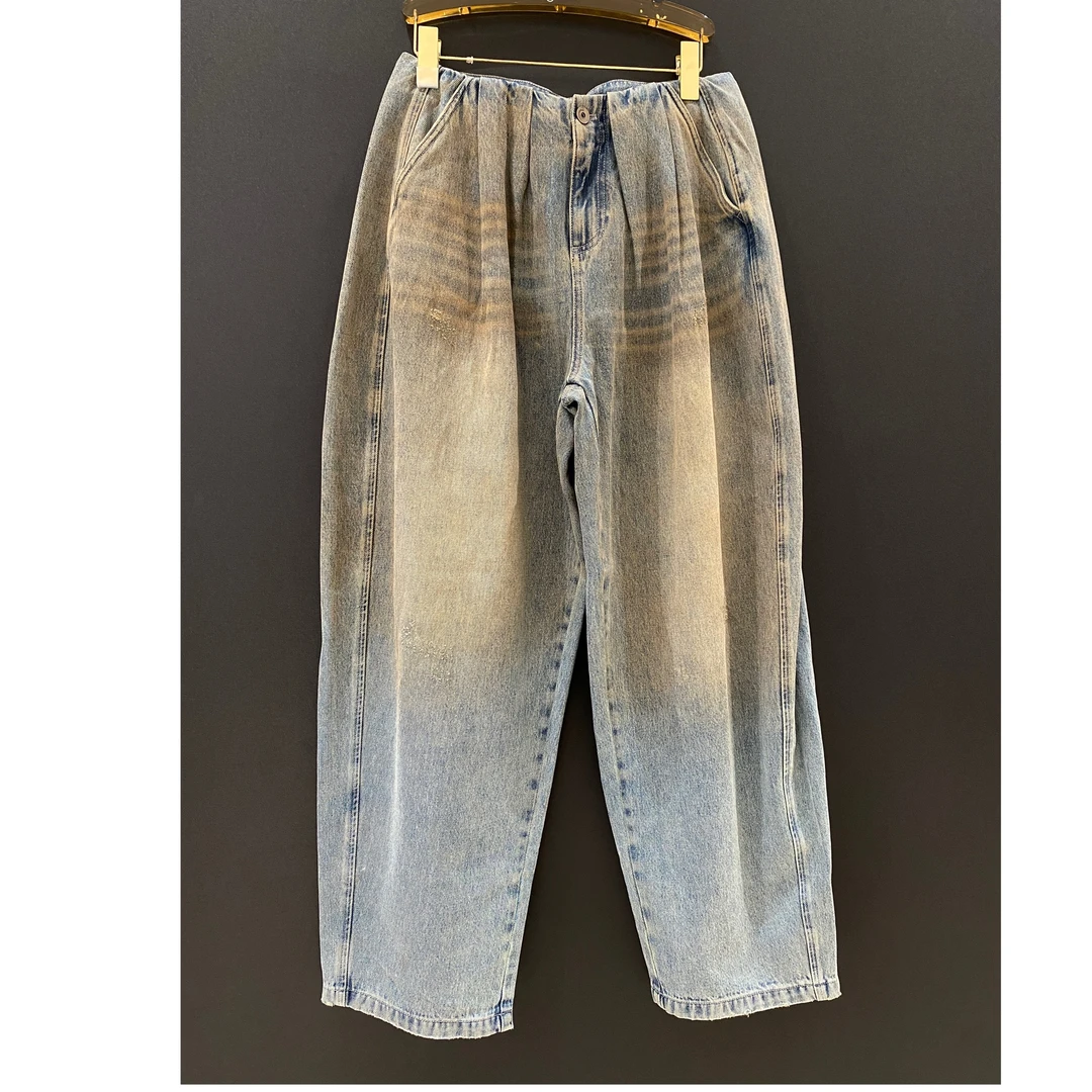 ANNAMOOER复古脏脏牛仔休闲裤