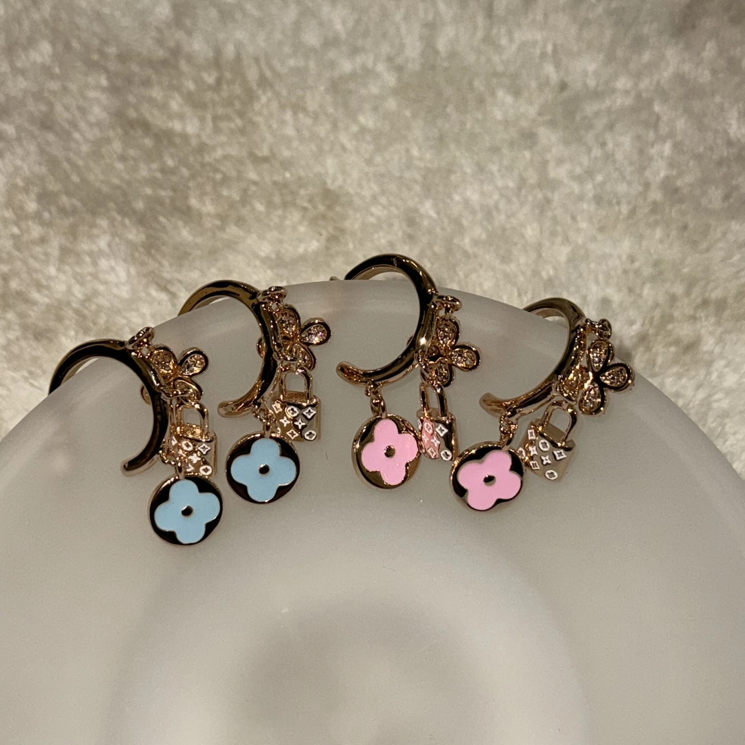 铜合金锆石耳饰 HRY0-铜合金老花珐琅轻奢时尚耳钉HRY0-1488