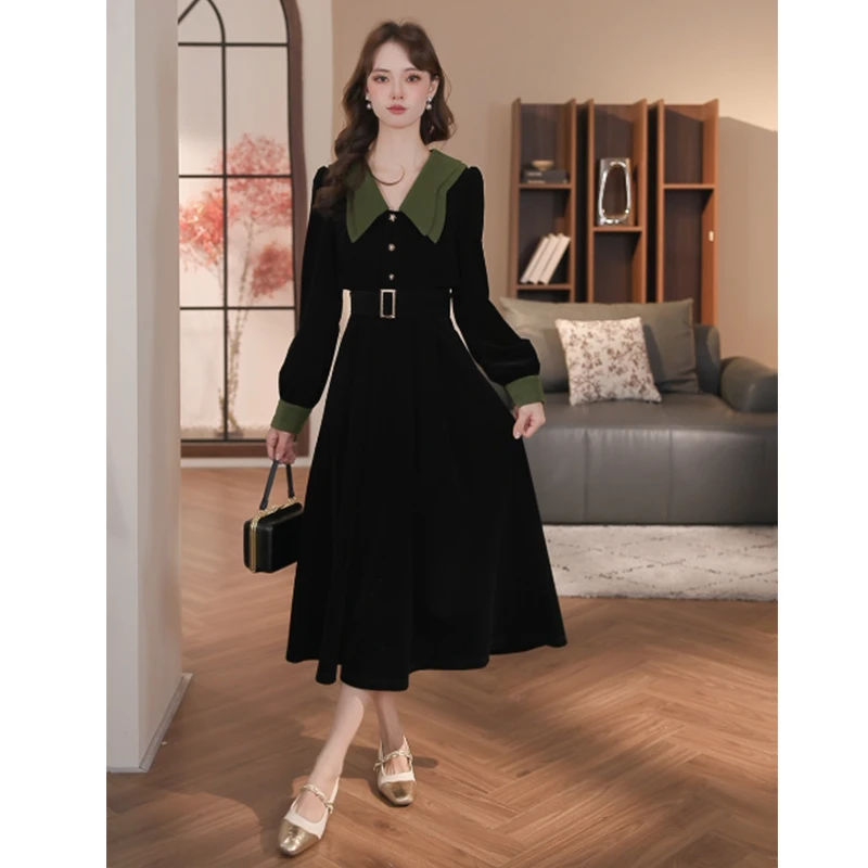 乔琪拉【绿野仙踪】优雅气质高级轻奢感显瘦复古长袖裙-59646Q