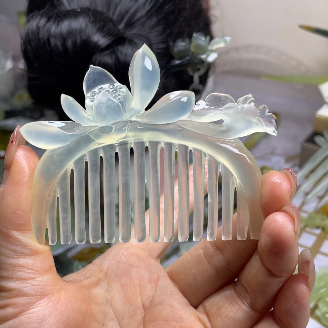未镶嵌蛇纹石玉发饰夕*…