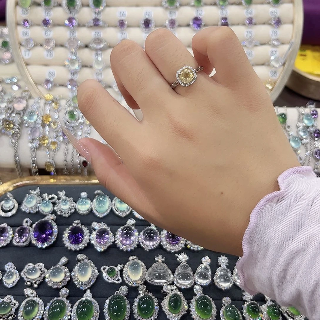 银S925镶嵌戒指黄晶