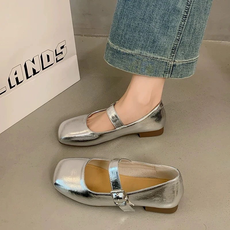 唯品专属平底浅口夏季法式方头单鞋软底百搭春秋欧若动655-1