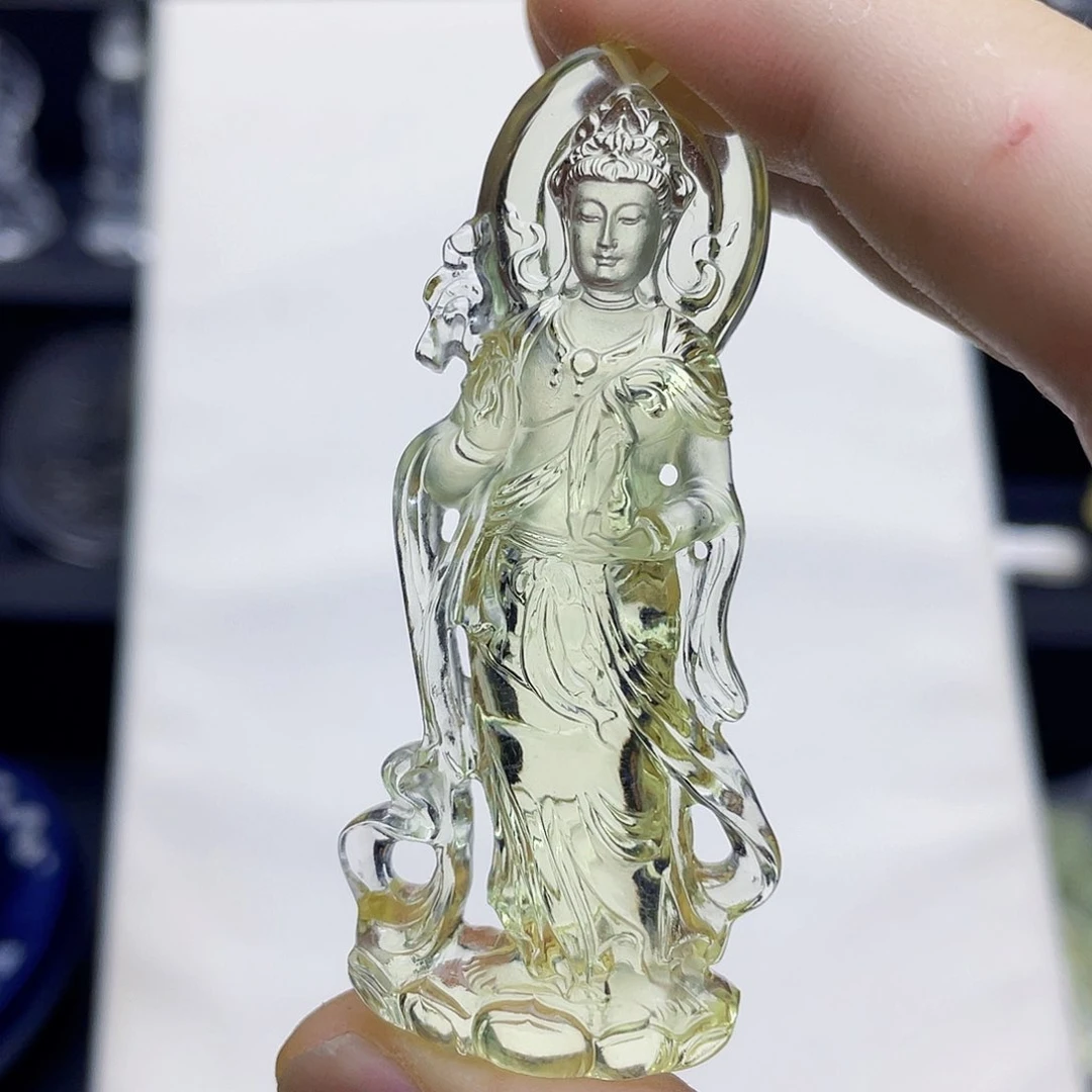 未镶嵌颈饰水晶-****°黄水晶大师精雕观音吊坠