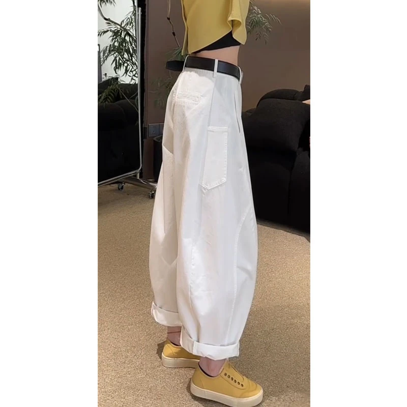 艾塔莉宽松遮肉休闲裤女夏季新款基础款显瘦弯刀裤梨形身材阔腿裤