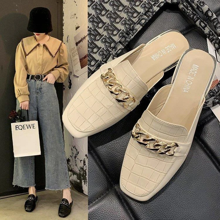 【香港Yeanrvou&言慧轻奢】半托单鞋女2025新款夏季包头半拖平底4