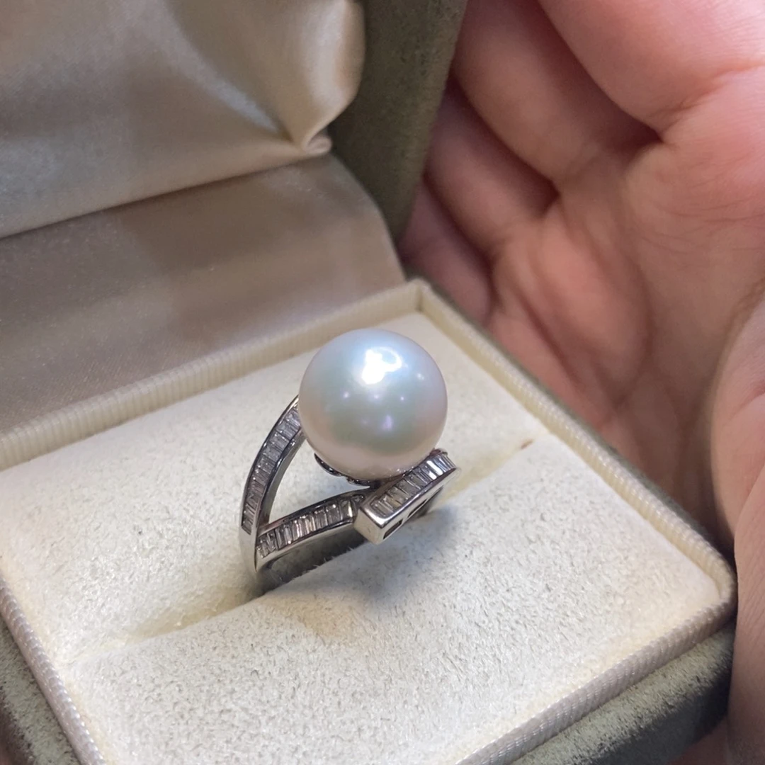 淡水珍珠戒指银S925镶嵌微瑕