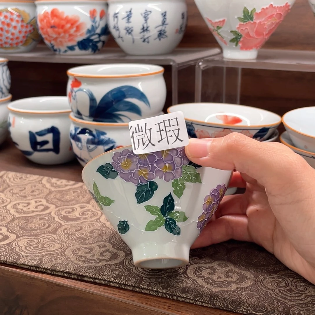 釉下手绘茶具微瑕