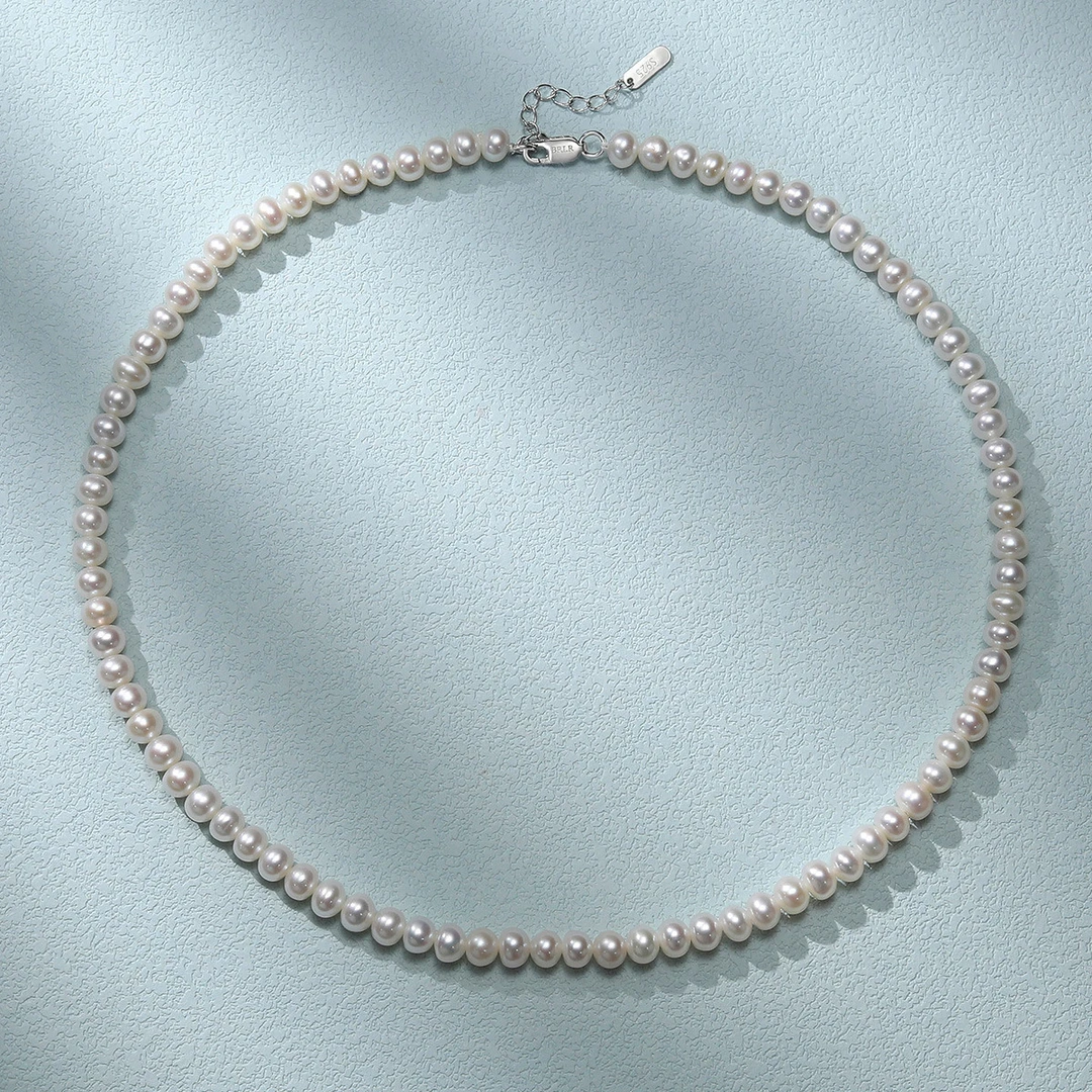 5-6MM 锁骨链女淡水珍珠小珠年轻百搭短款choker优雅银扣