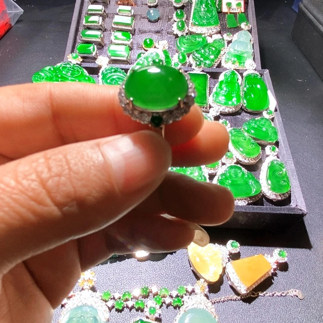 翡翠银S925镶嵌戒指