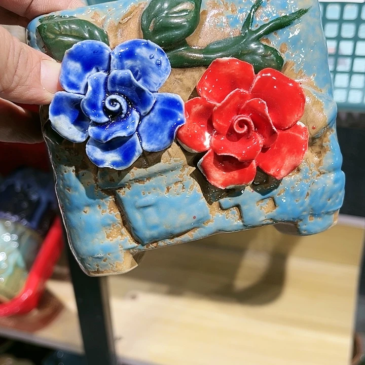 瓷片花盆多肉植物艺术品