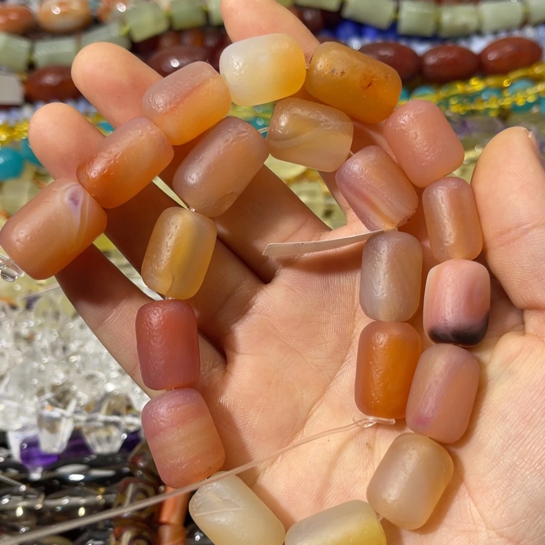 玛瑙/玉髓散珠盐源老玛瑙桶珠