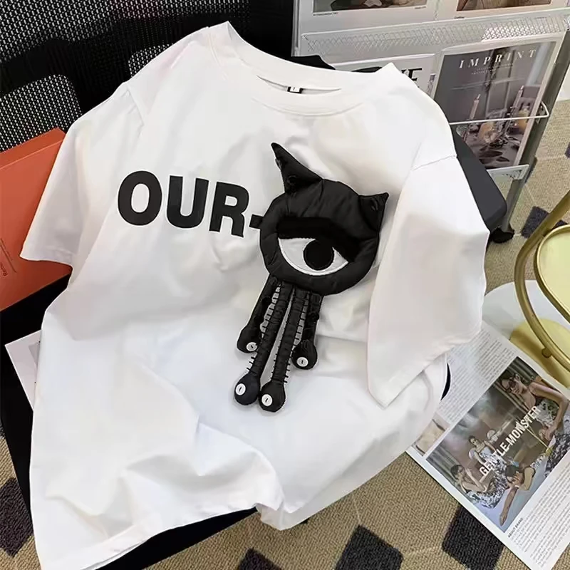 【淼姐家高级定制】时尚百搭宽松韩版大眼怪半袖