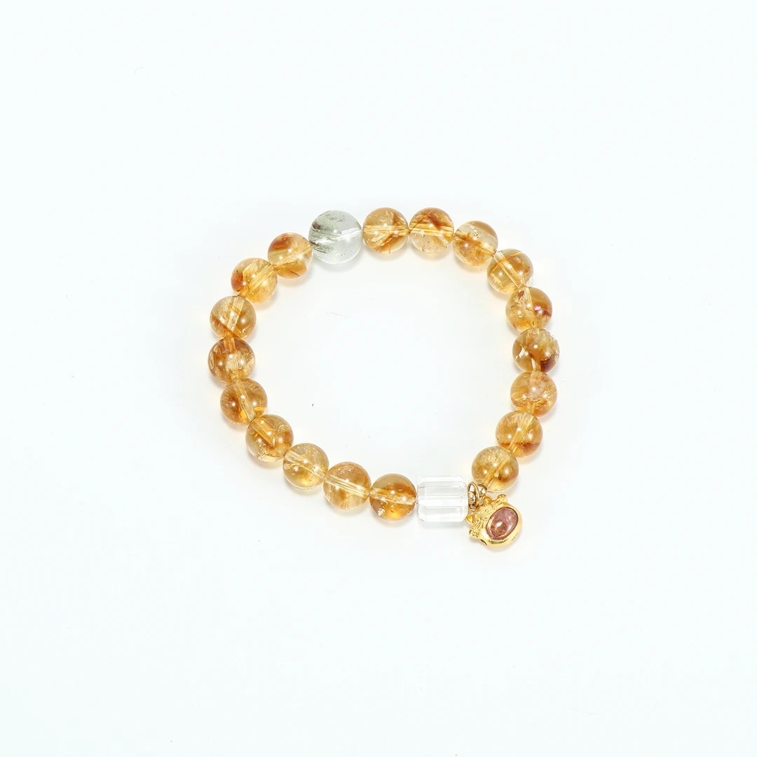 天然黄水晶搭配超七暴力招米转运手串 1E18813