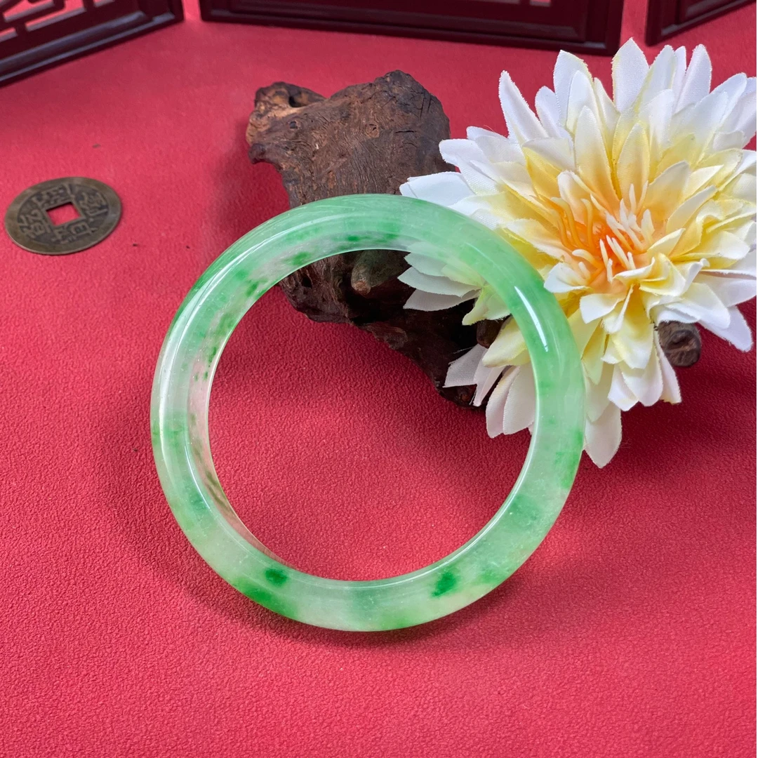 151青海产地独龙翠飘花手镯(拍下可以联系客服截图看细节）