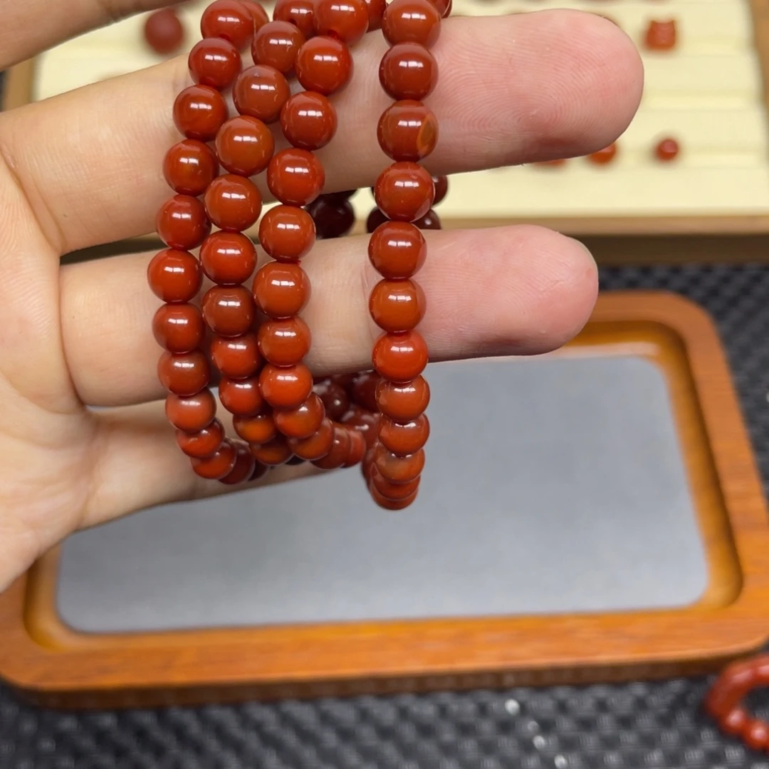 颈饰未镶嵌南红玛瑙6m m牛血红瓦西