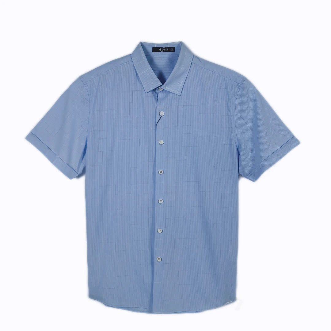 BS325811男士夏季短袖衬衣商务时尚休闲百搭简约纯色翻领短袖衬衫