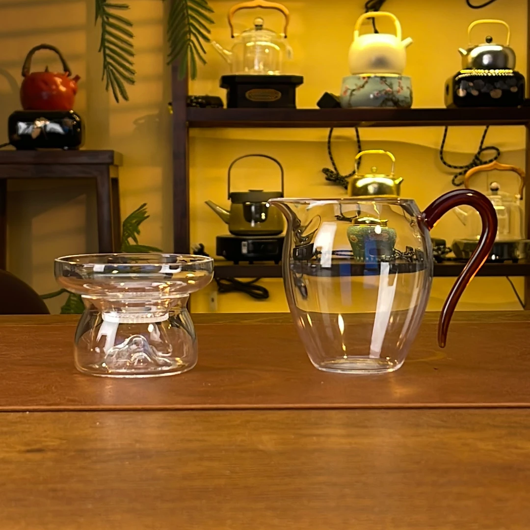 央璃公杯260ml创意手工玻璃茶具公道杯高鹏硅玻璃茶漏激光打孔